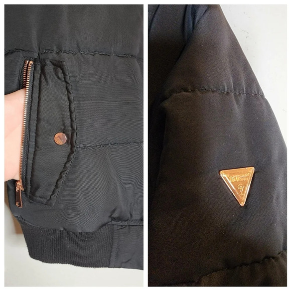 Guess Black puffy coat. Women's size small. - Picture 3 of 16